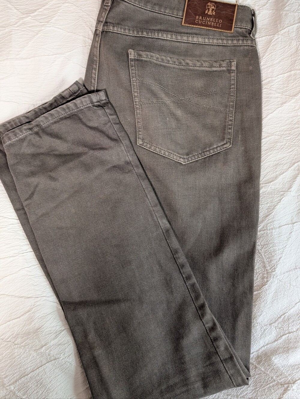 Brunello Cucinelli 100% Cotton Gray Wash Jeans – Men's Size 52 (European)